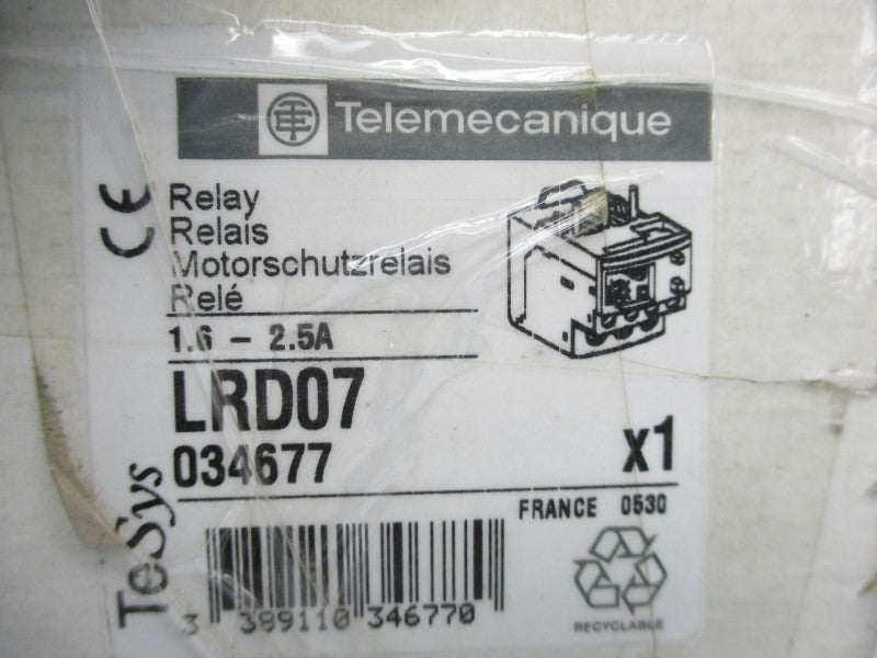 TELEMECANIQUE LRD07 600VAC 1.6-2.5A NSMP