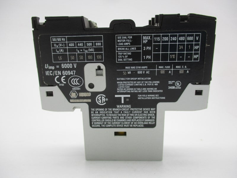 KLOCKNER MOELLER PKZM01-1,6 600VAC 1.0-1.6A NSMP