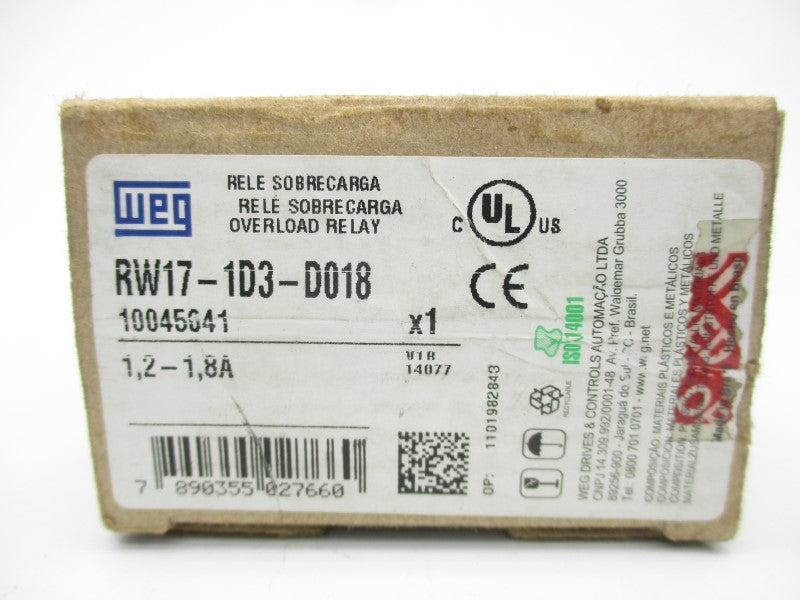 WEG RW17-1D3-D018 600VAC 1.2-1.8A NSMP