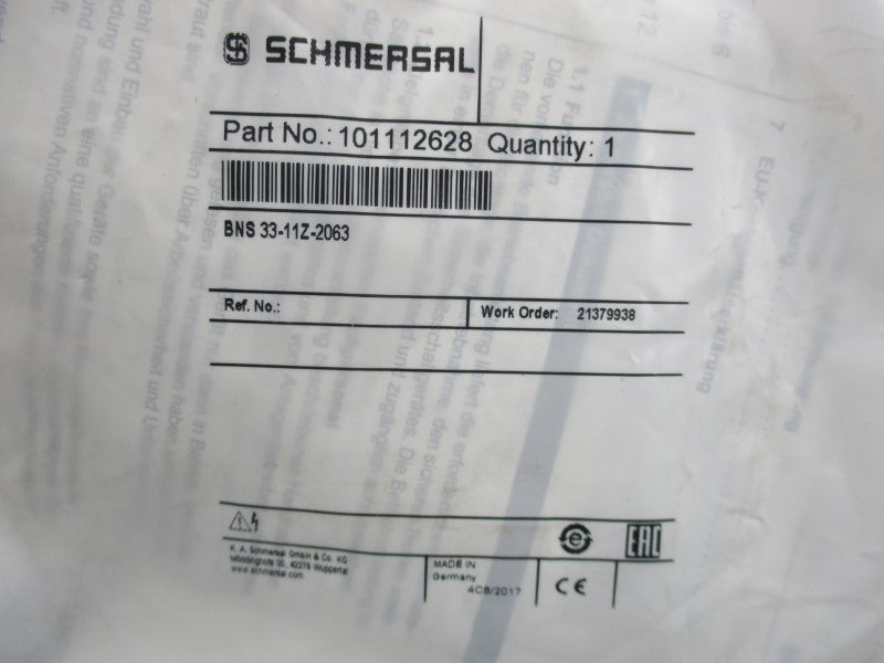SCHMERSAL BNS33-11Z-2063 101112628 120VAC/DC NSMP