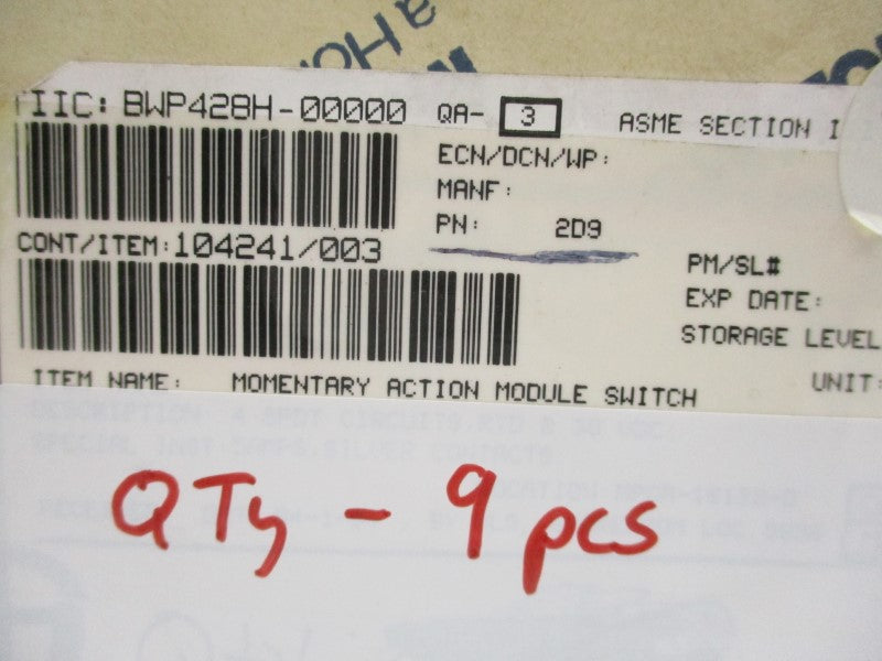 MICRO SWITCH 2D9 (PKG OF 9) NSMP