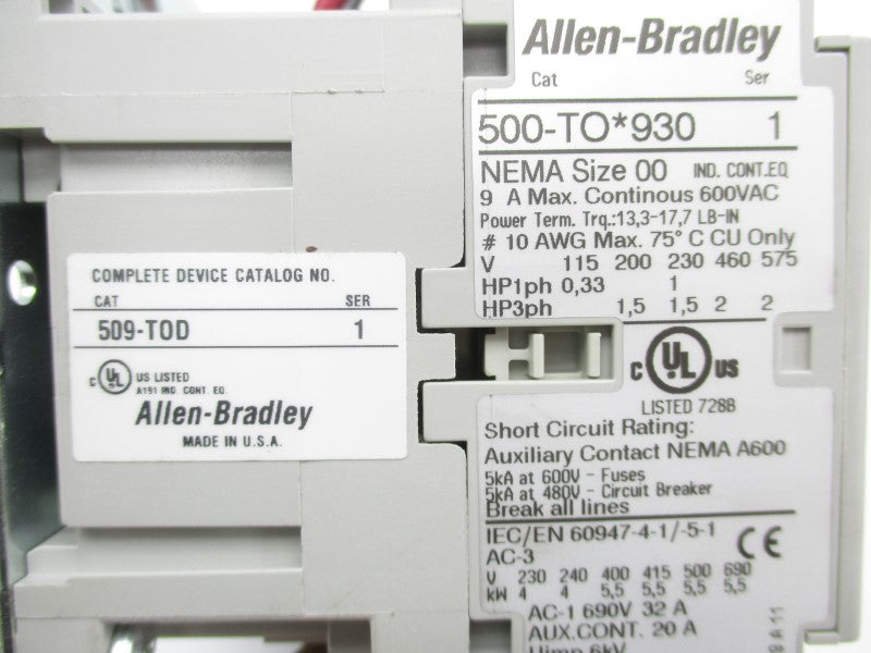 ALLEN BRADLEY 509-TOD SER. 1 110-120V (BR/WH) NSMP
