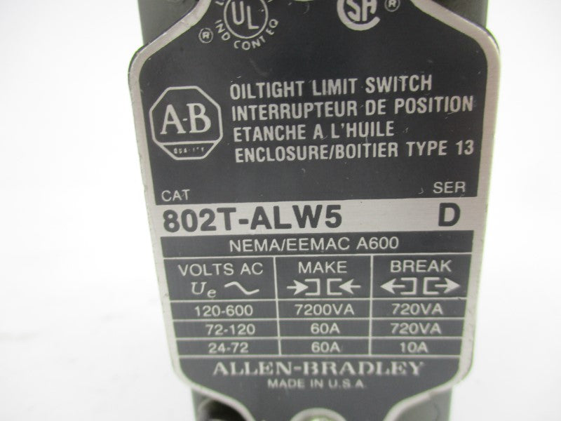 ALLEN BRADLEY 802T-ALW5 SER. D 120-600VAC 60A UNMP