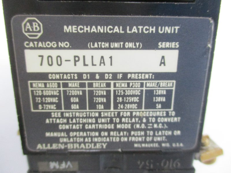 ALLEN BRADLEY 700-PL400A1 SER. A 110/115-120V 60A UNMP