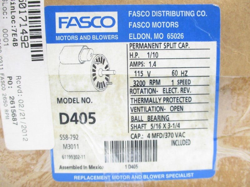FASCO D405 115V 1.4A NSMP
