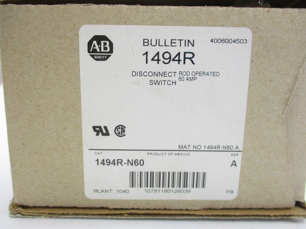 ALLEN BRADLEY 1494R-N60 SER. A 575V 60A (BR/WH) NSMP
