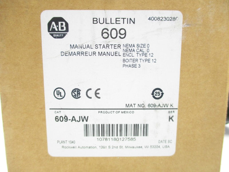 ALLEN BRADLEY 609-AJW SER. K (BR/WH) NSMP