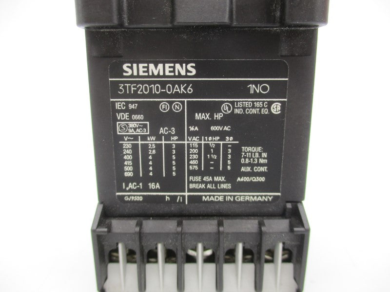 SIEMENS 3TF2010-0AK6 110/120V 16A UNMP