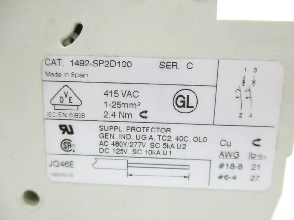 ALLEN BRADLEY 1492-SP2D100 SER. C 415VAC 10A UNMP