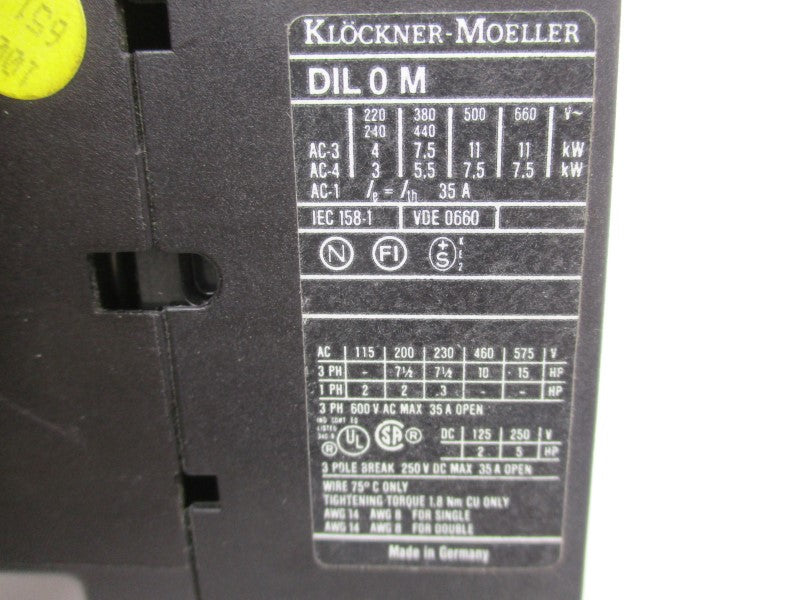 KLOCKER MOELLER DIL0M 220/240V UNMP