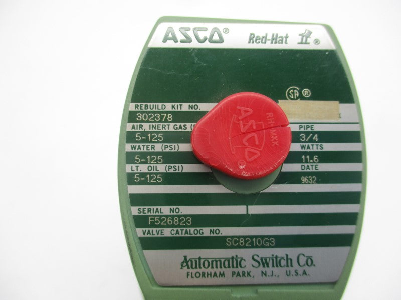 ASCO SC8210G3 24VDC 5-125PSI 3/4" NSNP