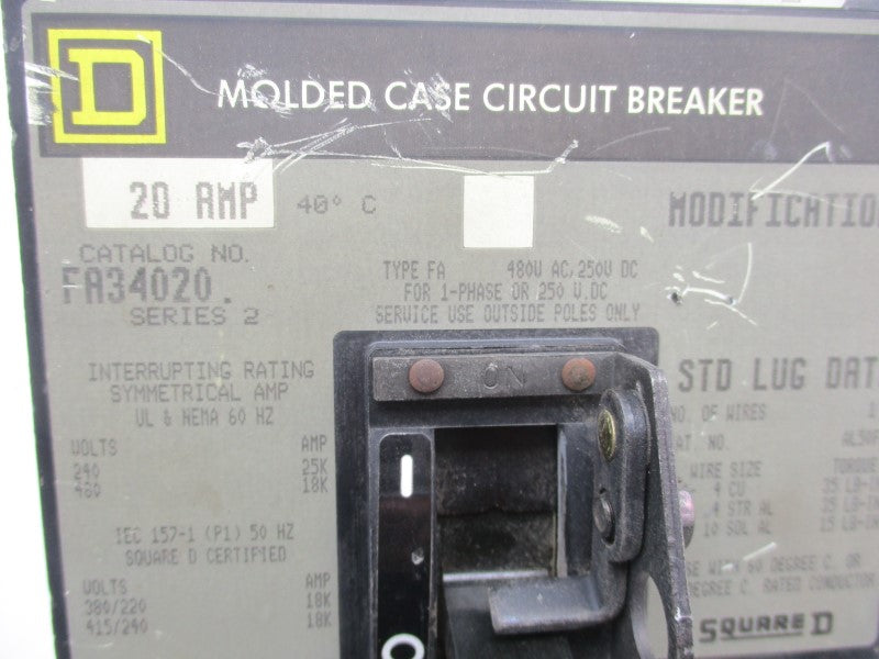 SQUARE D FA34020 SER. 2 480VAC 20A (GREY) UNMP