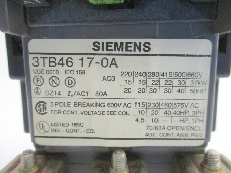 SIEMENS 3TB4617-0A 92/110V 80A UNMP