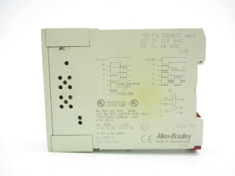 ALLEN BRADLEY 700-FSB3HU23 SER. B 24-240VAC 1.5-30MIN UNMP