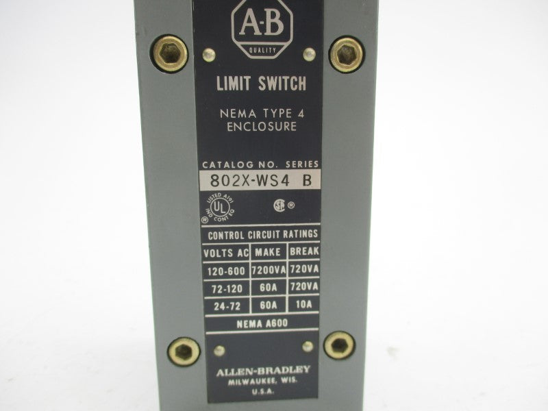 ALLEN BRADLEY 802X-WS4 SER. B 120-600VAC 60A UNMP