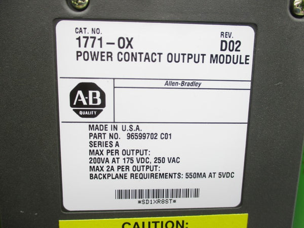 ALLEN BRADLEY 1771-OX SER. A REV. D02 UNMP