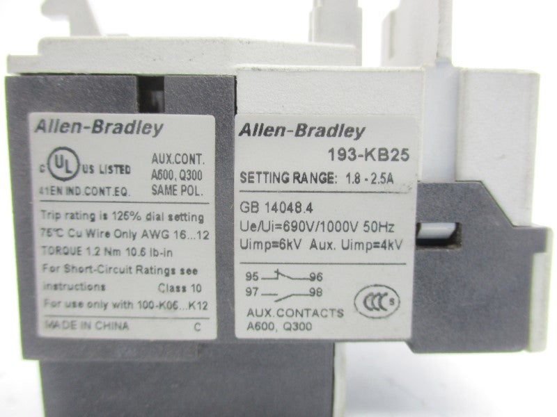 ALLEN BRADLEY 193-KB25 SER. A 690V 1.8-2.5A UNMP