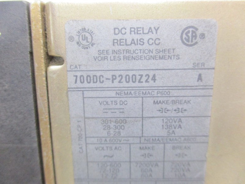 ALLEN BRADLEY 700DC-P200Z24 SER. A 24VDC 60A UNMP