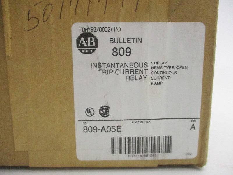 ALLEN BRADLEY 809-A05E SER. A 600V 9.A (BR/WH) NSMP
