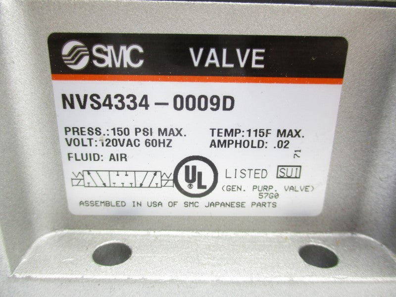 SMC NVS4334-0009D 120VAC .02A 150PSI NSNP