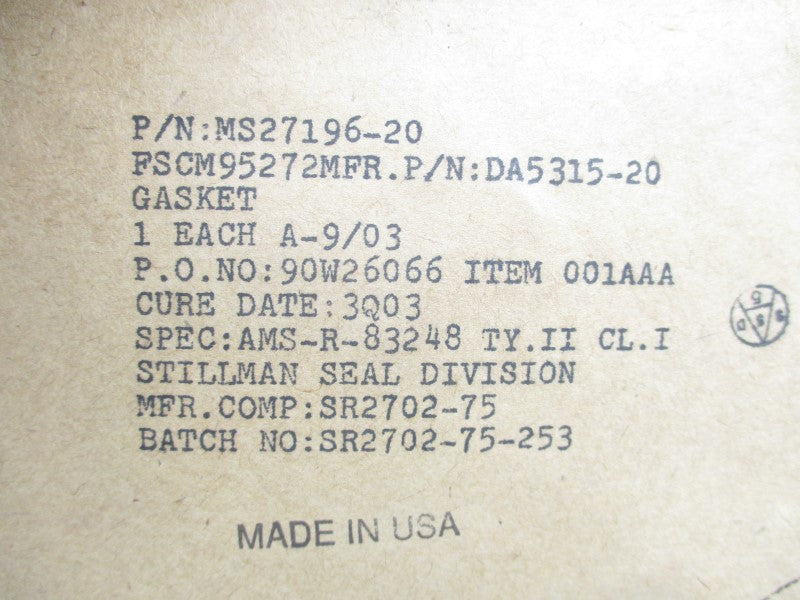 INDUSTRIAL MRO MS27196-20 NSFS