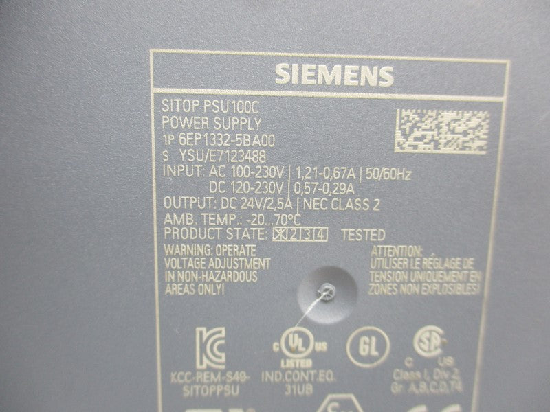 SIEMENS 6EP1332-5BA00 100-230VAC 1.21-0.67A UNMP