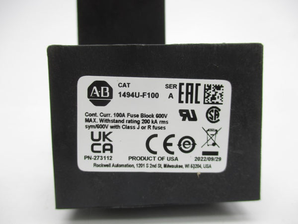 ALLEN BRADLEY 1494U-F100 SER. A 100A (BR/WH) NSMP