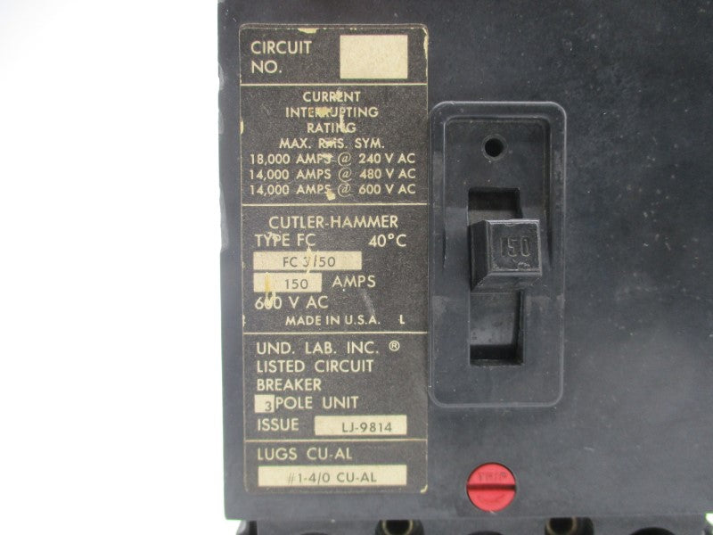 CUTLER HAMMER FC3150 600VAC 150A UNMP