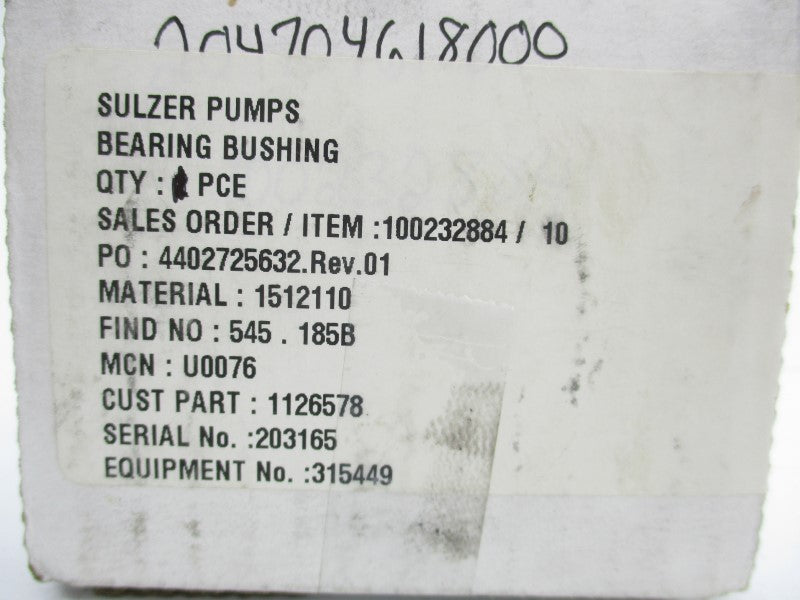 SULZER PUMPS 4402725632 REV. 01 NSMP