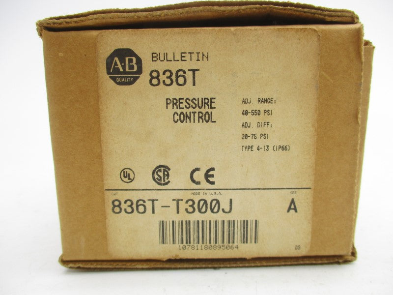 ALLEN BRADLEY 836T-T300J SER. A 120-600VAC 60A 40-550PSI (BR/WH) NSMP