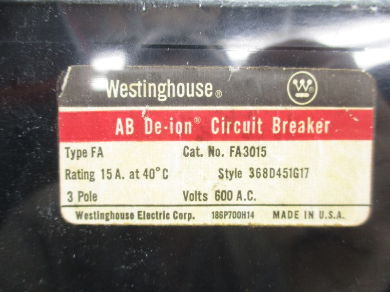 WESTINGHOUSE FA3015 600VAC 15A NSNP