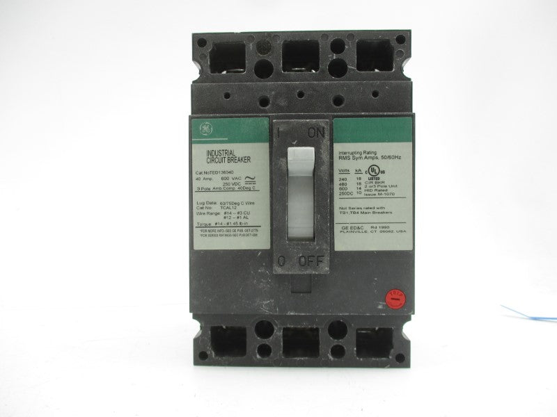 GENERAL ELECTRIC TED136040 600VAC 40A (GREEN) NSMP