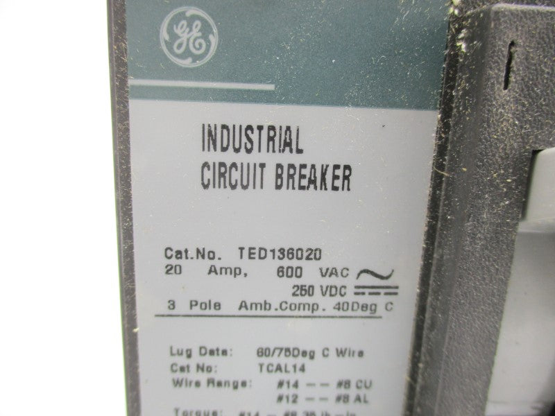 GENERAL ELECTRIC TED136020 600VAC 20A (GREEN) NSMP
