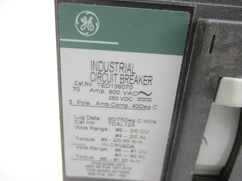GENERAL ELECTRIC TED136070 600VAC 70A (GREEN) NSMP