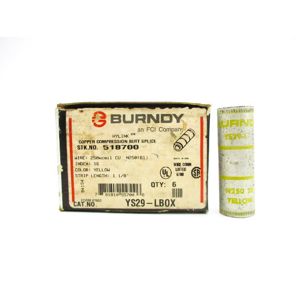 BURNDY YS29-LBOX 1-1/8" (PKG OF 6) NSMP