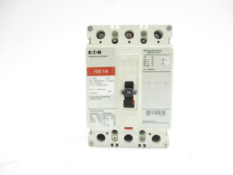 EATON FDB3030 SER. C 600VAC 30A NSMP