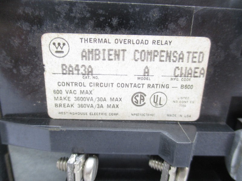 WESTINGHOUSE BA43A 600VAC 30A NSNP