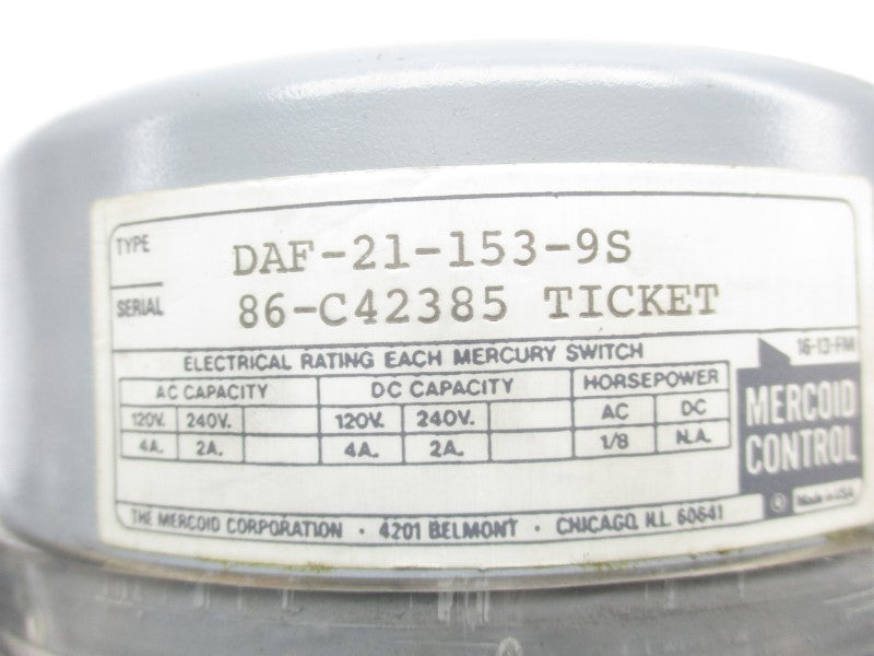 MERCOID CONTROL DAF-21-153-9S 240V 2A UNMP