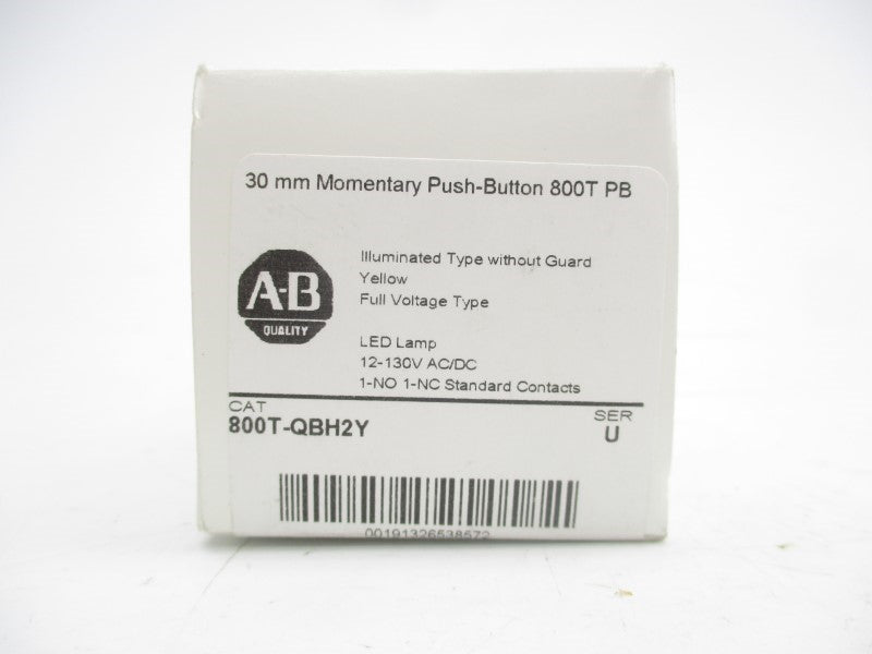 ALLEN BRADLEY 800T-QBH2Y SER. U 12-130VAC/DC (WH) NSMP