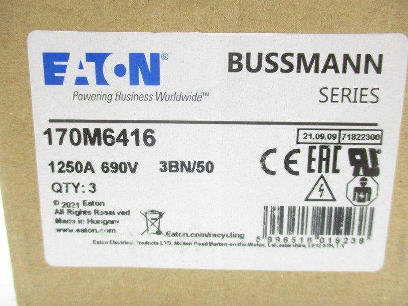 EATON 170M6416 690V 1250A (PKG OF 3)NSNP