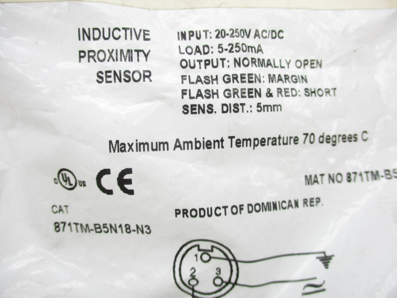 ALLEN BRADLEY 871TM-B5M18-N3 SER. B 20-250VAC/DC NSMP