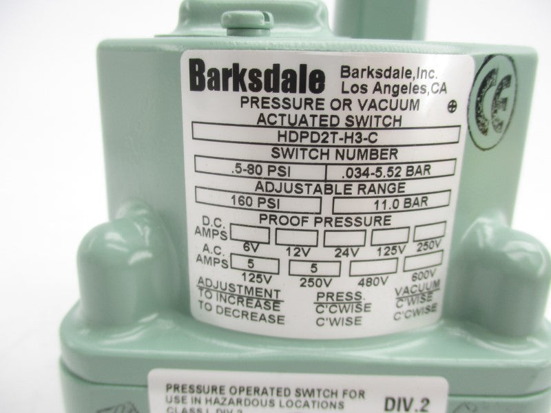 BARKSDALE  125/250VAC 5A .5-80PSI NSMP