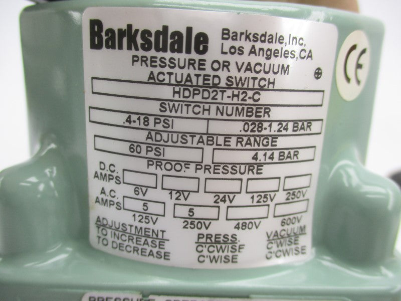 BARKSDALE HDPD2T-H2-C 125/250VAC 5A .4-18PSI NSNP