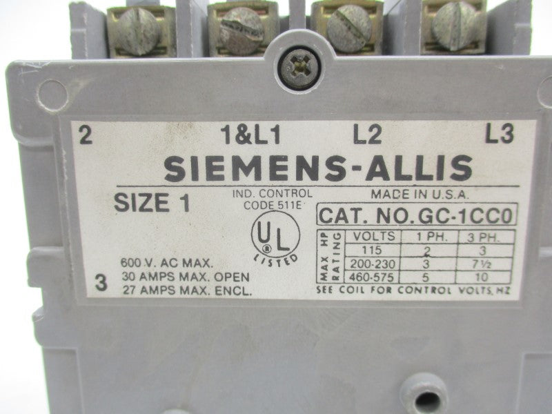SIEMENS GC-1CC0 115V 30A UNMP
