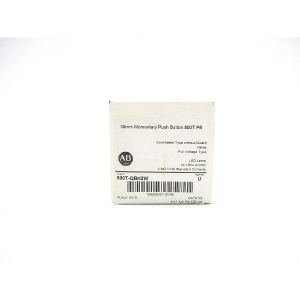 ALLEN BRADLEY 800T-QBH2W SER. U 12-130VAC/DC (WH) NSFS