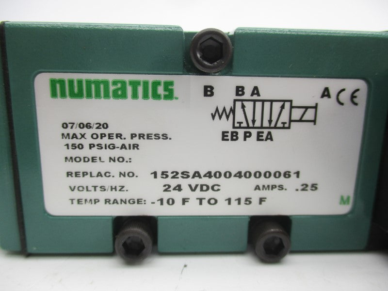 NUMATICS 152SA4004000061 24VDC .25A 150PSI NSNP