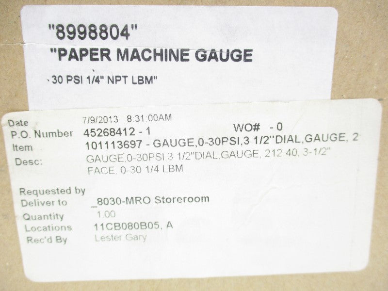 WIKA 8998804 0-30PSI 3-1/2" NSMP