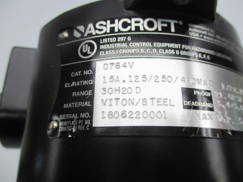 ASHCROFT D764V 480VAC 15A 30H2O NSNP