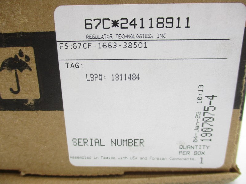 FISHER 67CF-1663-38501 67CFR 0-60PSI NSMP