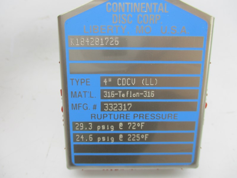 CONTINENTAL DISK 332317 CDCV 29.3PSI 4" NSMP
